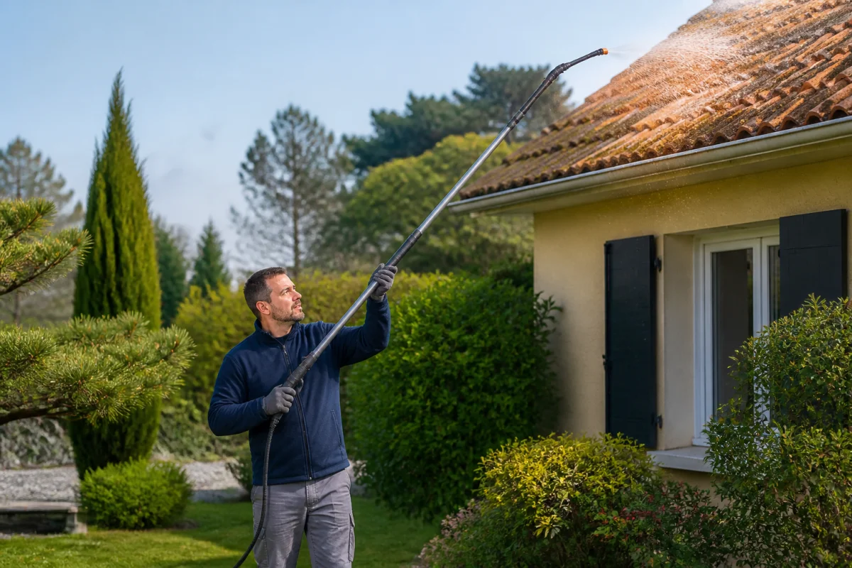 comment nettoyer une toiture sans monter sur le toit